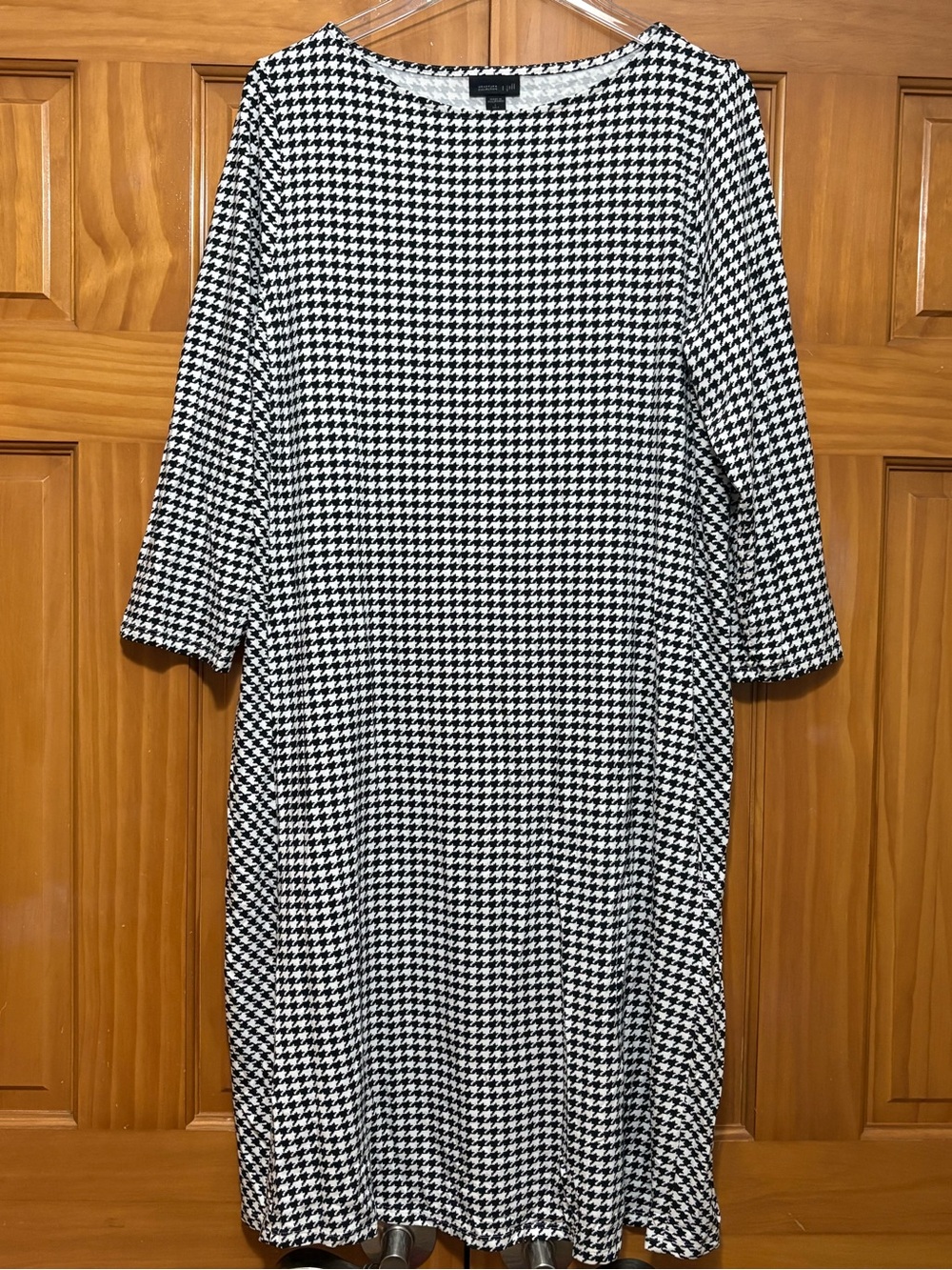 J. Jill Black & White Houndstooth Dress Size Large Tall EUC